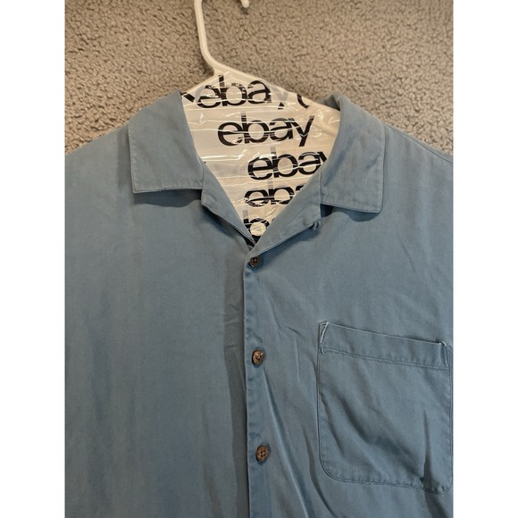 Tommy Bahama Men's L  100% Silk Button Up Short Sleeve Pocket Dress Shirt - Picture 2 of 6